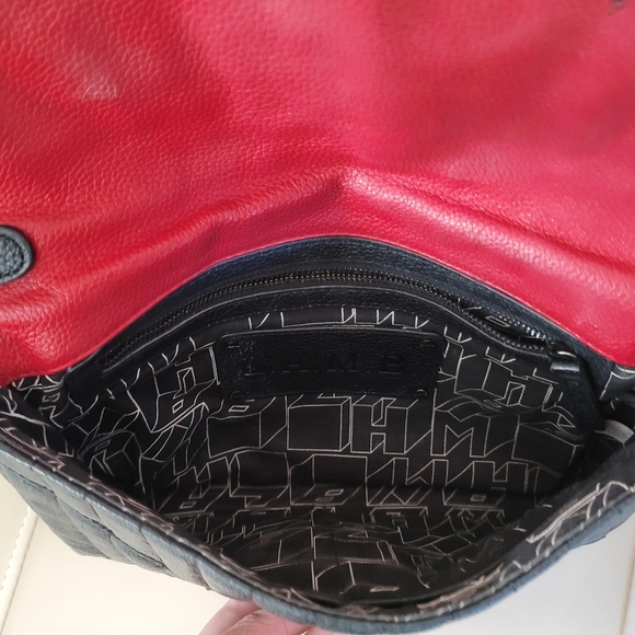 L.A.M.B. Clutch Black Leather Envelope Bag Wristlet Quilted